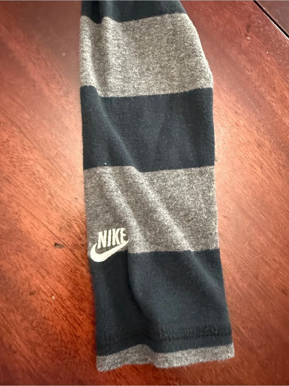 Nike Black and Gray Striped Long-Sleeve Henley Top
